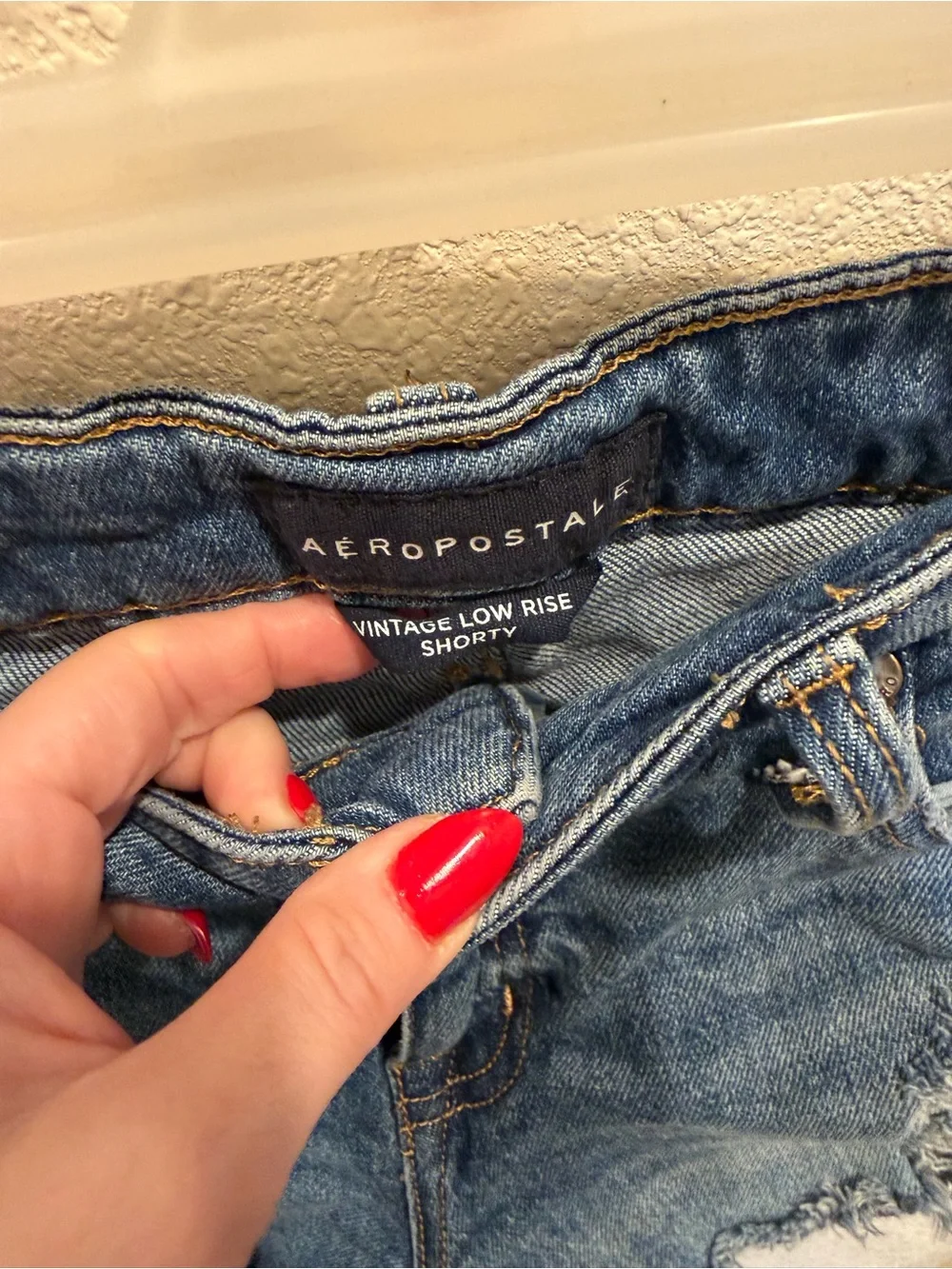 Aeropostale Distressed Light Blue Denim Cutoff Shorts